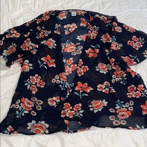 DIZZY GAL silky floral cardigan
